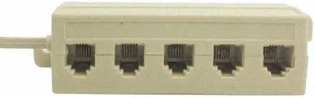 Alt view image 6 of 7 - CHENYANG 5 Way Outlet 6P4C RJ11 RJ12 Telephone Phone Modular Jack Line Splitter Adapter Beige 1-in-5-out