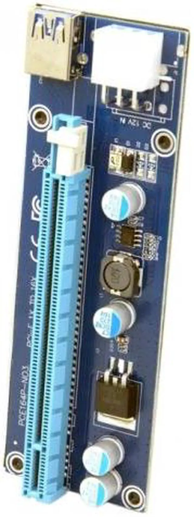 Alt view image 4 of 7 - Cablecc PCI-E 1x to 16x Mining Machine Enhanced Extender Riser Adapter with USB 3.0 & 6Pin Power Cable