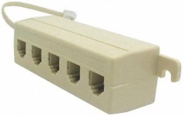 Alt view image 5 of 7 - CHENYANG 5 Way Outlet 6P4C RJ11 RJ12 Telephone Phone Modular Jack Line Splitter Adapter Beige 1-in-5-out