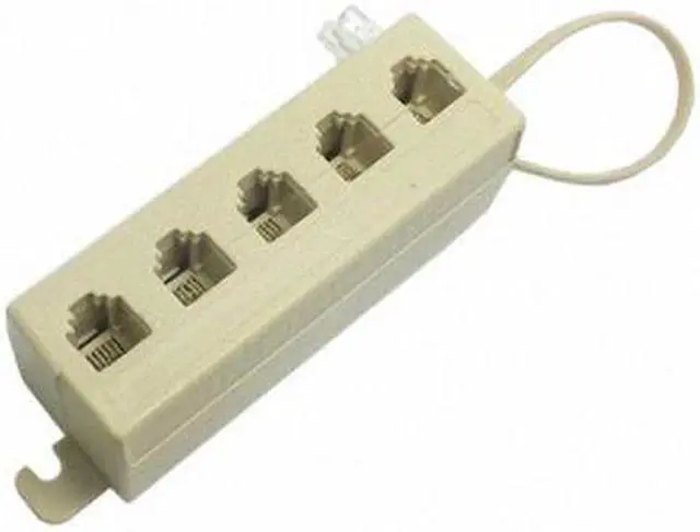 Alt view image 4 of 7 - CHENYANG 5 Way Outlet 6P4C RJ11 RJ12 Telephone Phone Modular Jack Line Splitter Adapter Beige 1-in-5-out