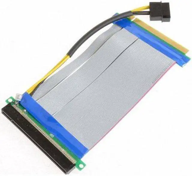 Alt view image 2 of 5 - Cablecc PCI-E Express 16X to 16x Riser Extender Card with Molex IDE Power & Ribbon Cable 20cm