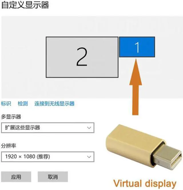 Alt view image 6 of 7 - CHENYANG CY Virtual Display Adapter Mini DP Displayport Dummy Plug Headless Ghost Display Emulator 2560x1600p@60Hz