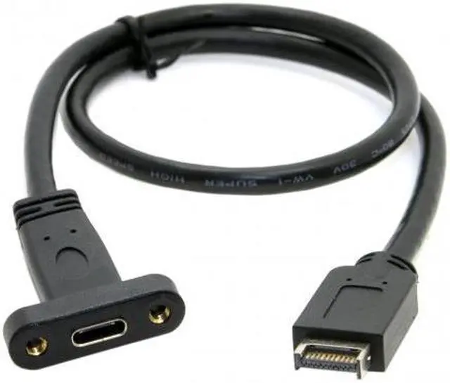 Alt view image 3 of 7 - CHENYANG USB 3.1 Front Panel Header to USB-C Type-C Female Extension Cable 40cm with Panel Mount Screw