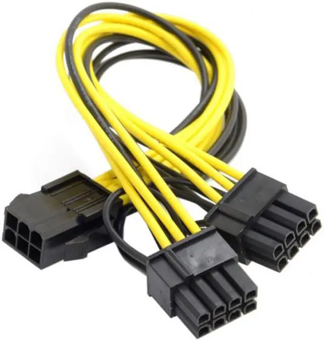 Alt view image 2 of 5 - Cablecc PCI-E PCI Express ATX 6Pin Male to Dual 8Pin & 6Pin Female Video Card Extension Splitter Power Cable