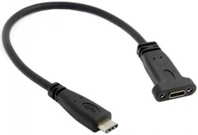 Alt view image 6 of 6 - Chenyang USB-C USB 3.1 Type C Male to Female Extension Data Cable with Panel Mount Screw Hole