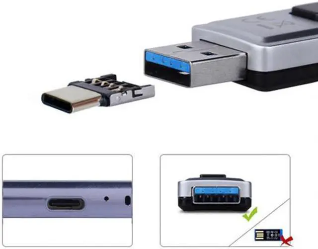Alt view image 3 of 7 - CY 5pcs Ultra Mini Type-C USB-C to USB 2.0 OTG Adapter for Cell Phone Tablet & USB Cable & Flash Disk UC-053-5PCS