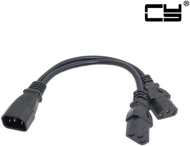 Alt view image 2 of 5 - CHENYANG  Single C14 to Dual C13 5-13R Short Power Y Type Splitter Adapter Cable Cord