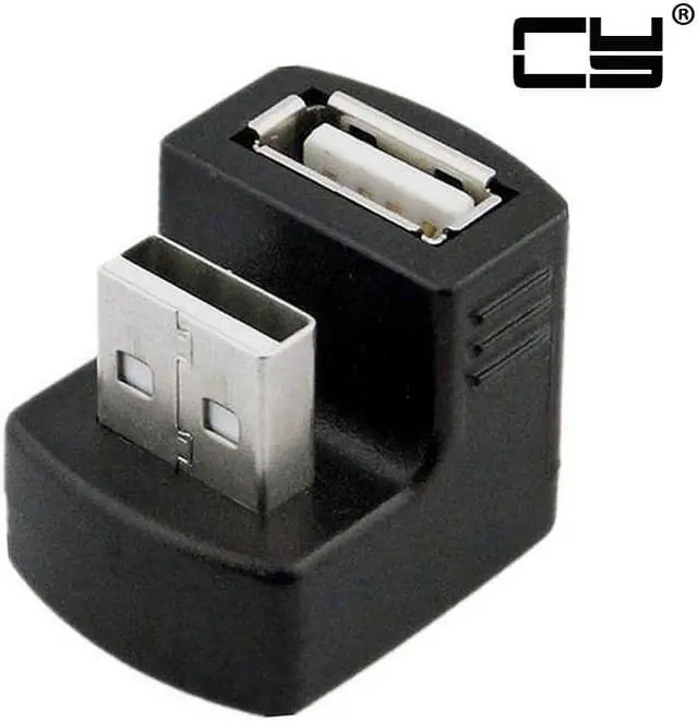 Alt view image 2 of 5 - CHENYANG New Right Angled USB 2.0 Adapter A Male to Female Extension 90 180 Degree Black