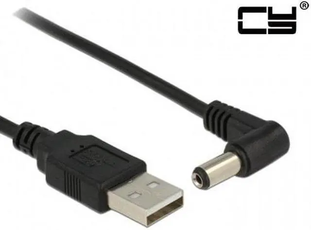 Main image of CHENYANG USB 2.0 A Type Male to Right Angled 90 Degree 5.5 x 2.1mm DC 5V Power Plug Barrel Connector Charge Cable 80cm