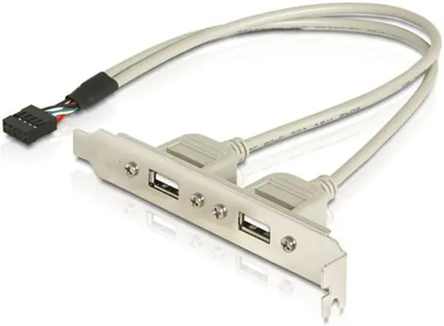 Alt view image 3 of 5 - FVH PCI USB 2.0 A type Female Screw to Motherboard 9p header cable with bracket U2-142