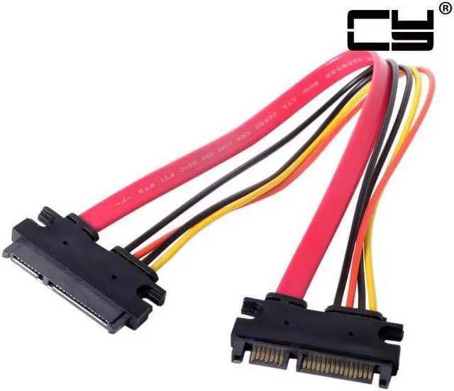 Alt view image 2 of 6 - CHENYANG  SATA III 3.0 7+15 22 Pin SATA Male to Female Data Power Extension Cable 30cm Red Color