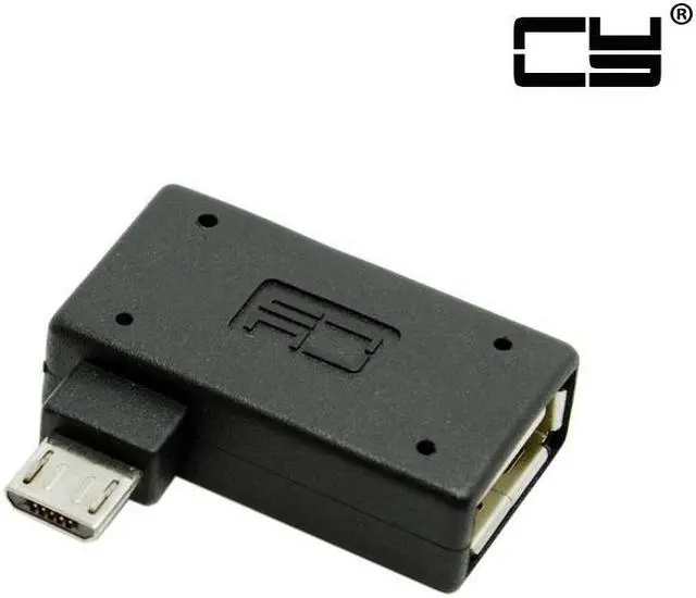 Alt view image 2 of 7 - CHENYANG 90 Degree Left Angled Micro USB 2.0 OTG Host Adapter with USB Power for Galaxy S3 S4 S5 Note2 Note3 Cell Phone & Tablet