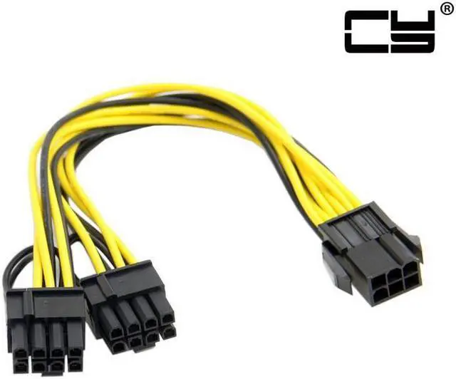 Alt view image 2 of 6 - Chenyang PCI-E PCI Express ATX 6Pin Male to Dual 8Pin & 6Pin Female Video Card Extension Splitter Power Cable
