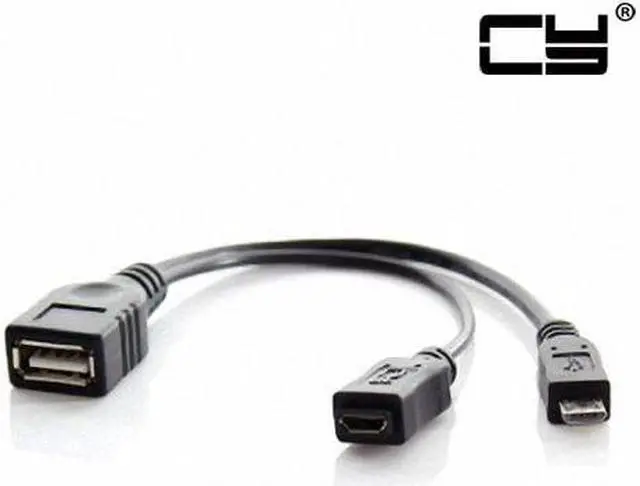 Main image of CHENYANG Black Color Micro USB 2.0 OTG Host Flash Disk Cable with Micro USB power  for Galaxy S3 i9300 S4 i9500 Note2 N7100 Note3 N9000 & S5 i9600