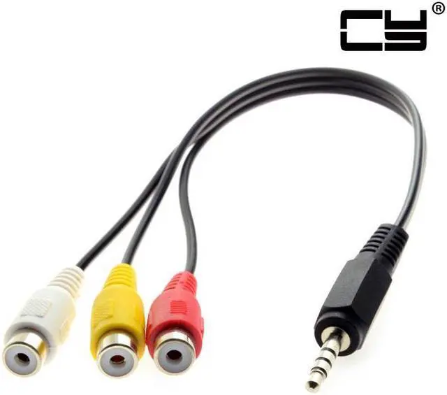 Alt view image 2 of 6 - CHENYANG 3.5mm 1/8" Male Stereo Car AUX to 3 RCA AV Female Cord Audio Video Composite Cable 20cm