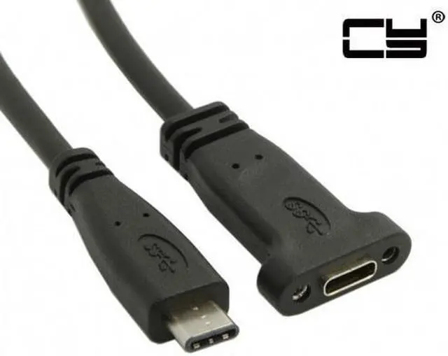 Main image of Chenyang USB-C USB 3.1 Type C Male to Female Extension Data Cable with Panel Mount Screw Hole