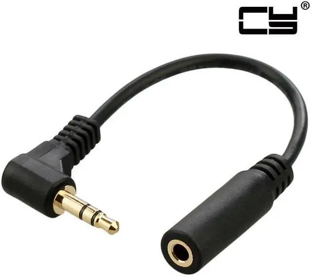 Alt view image 2 of 6 - CHENYANG 90 degree right angled 3.5mm 3poles Audio Stereo Male to Female Extension Cable 10cm Black