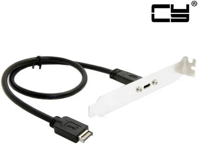 Alt view image 2 of 7 - CHENYANG USB 3.1 Front Panel Header to USB-C Type-C Female Extension Cable 40cm with Panel Mount Screw