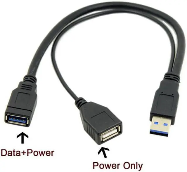 Alt view image 7 of 7 - CHENYANG Black USB 3.0 Male to Dual USB Female Extra Power Data Y Extension Cable for 2.5" Mobile Hard Disk
