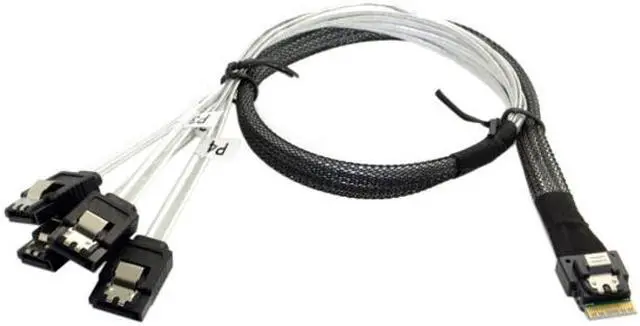 Alt view image 4 of 5 - FVH Slim Line SAS 4.0 SFF-8654 4i 38pin Host to 4 SATA 7pin Target Hard Disk Fanout Raid Cable 50cm SF-103-0.5M