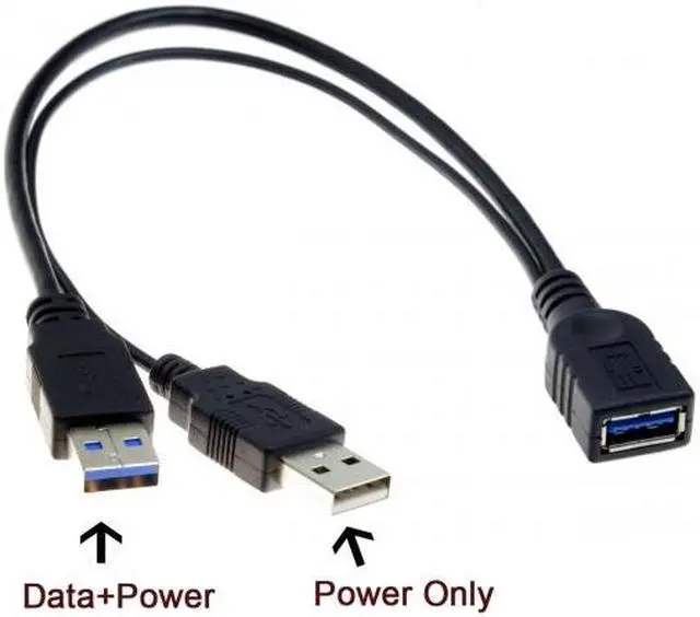 Alt view image 7 of 7 - CHENYANG Black USB 3.0 Female to Dual USB Male Extra Power Data Y Extension Cable for 2.5" Mobile Hard Disk