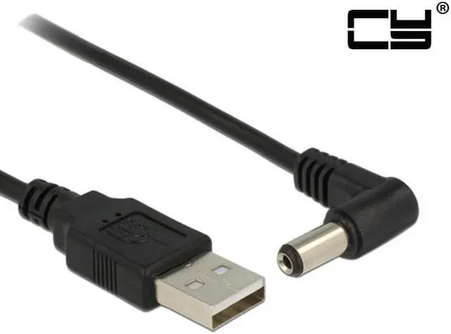 Alt view image 2 of 5 - CHENYANG USB 2.0 A Type Male to Right Angled 90 Degree 5.5 x 2.1mm DC 5V Power Plug Barrel Connector Charge Cable 80cm