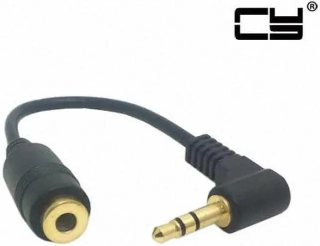 Main image of CHENYANG 90 degree right angled 3.5mm 3poles Audio Stereo Male to Female Extension Cable 10cm Black