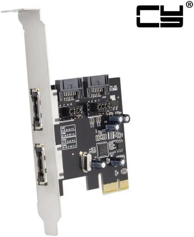 Alt view image 2 of 7 - CHENYANG  PCI-E To 4 Ports SATA 3.0 ESATA PCIE SATA3 6Gbps Expansion Card PCI-E Adapter
