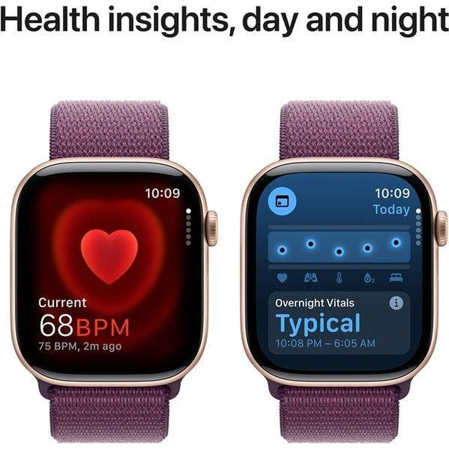 Alt view image 3 of 4 - Apple Watch Series 10 42mm (GPS + Cellular) Aluminum Rose Gold Case with Plum Sport Loop (Grade A)