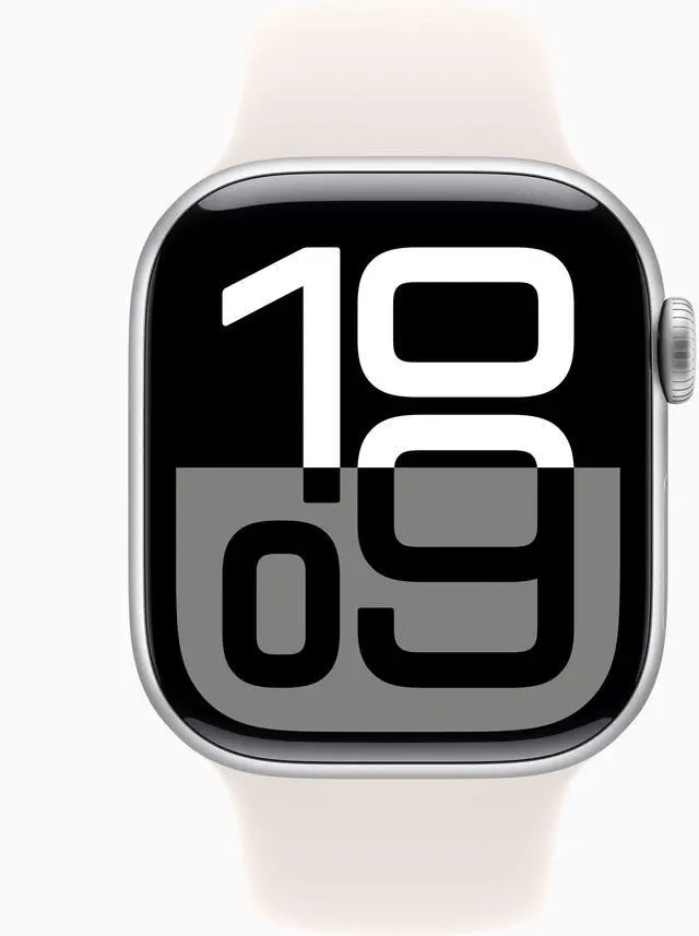 Alt view image 2 of 3 - Apple Watch Series 10 46mm (GPS + Cellular) Aluminum Silver Case with Starlight Sport Band M/L - Grade A