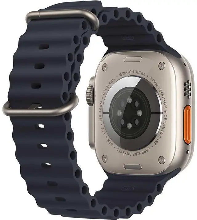 Alt view image 3 of 3 - Apple Watch Ultra 49mm (GPS + Cellular) Titanium Case with Midnight Ocean Band - Grade B+