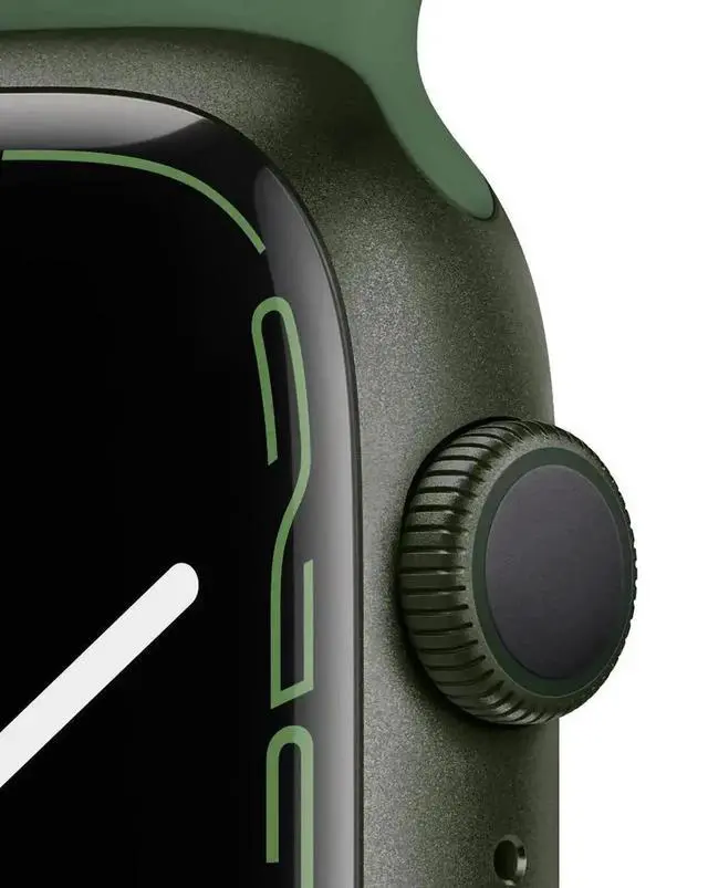 Alt view image 3 of 3 - Apple Watch Series 7 45mm (GPS) Aluminum Green Case with Clover Sport Band (Grade B-)
