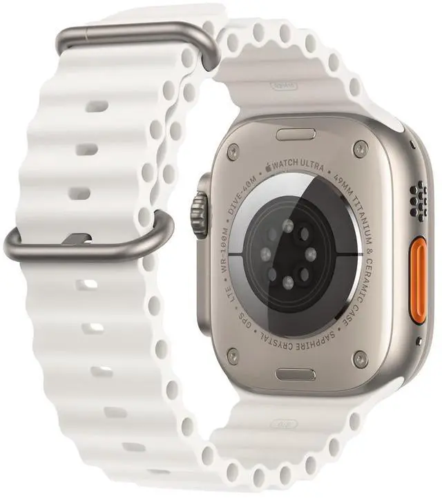 Alt view image 3 of 6 - Apple Watch Ultra 1st Gen 49mm (GPS + Cellular) Titanium Case with White Ocean Band - Grade A+