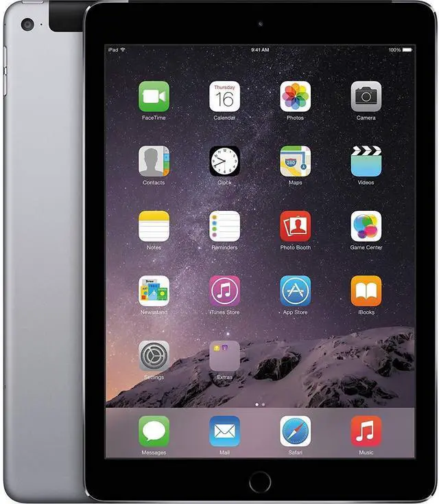 Main image of Apple iPad Air 2 (2014) - 128GB - Space Gray - WiFi + Cellular - 9.7 Inch - Grade B+