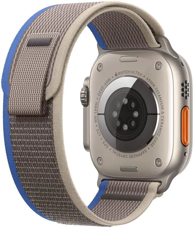 Alt view image 3 of 5 - Apple Watch Ultra 49mm Titanium (GPS + Cellular) Blue/Gray Trail Loop Band S/M (Grade B+)