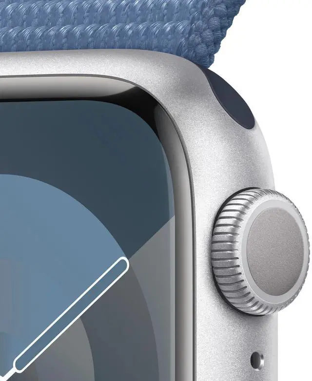 Alt view image 3 of 5 - Apple Watch Series 9 41mm (GPS) Aluminum Silver Case with Winter Blue Sport Loop (Grade B-)