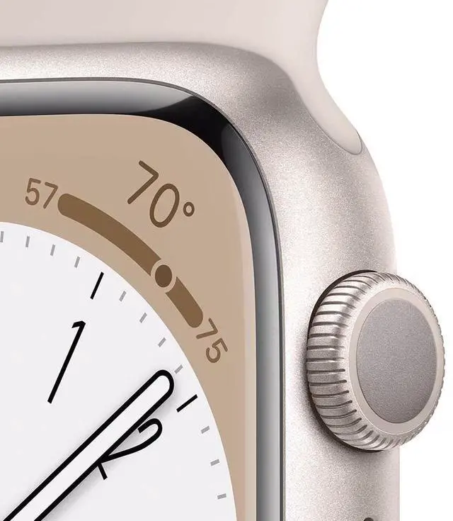 Alt view image 3 of 6 - Apple Watch Series 8 45mm (GPS) Aluminum Starlight Case with Starlight Sport Band M/L (Grade B+)