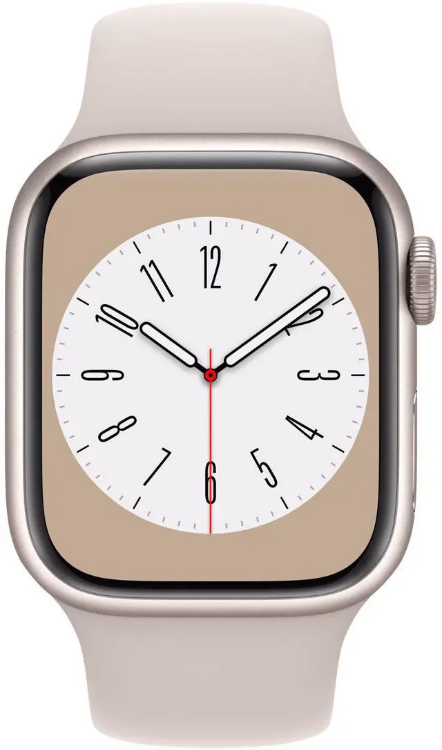 Alt view image 2 of 6 - Apple Watch Series 8 45mm (GPS) Aluminum Starlight Case with Starlight Sport Band M/L (Grade B+)
