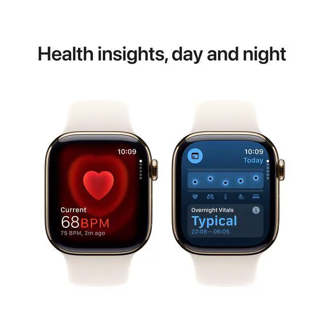 Alt view image 5 of 7 - Apple Watch Series 10 46mm (GPS + Cellular) Gold Titanium with Medium/Large Starlight Sport Band (Grade B-)