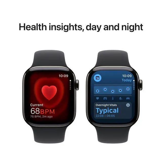 Alt view image 6 of 7 - Apple Watch Series 10 42mm (GPS + Cellular) Slate Titanium with Medium/Large Black Sport Band (Grade B+)