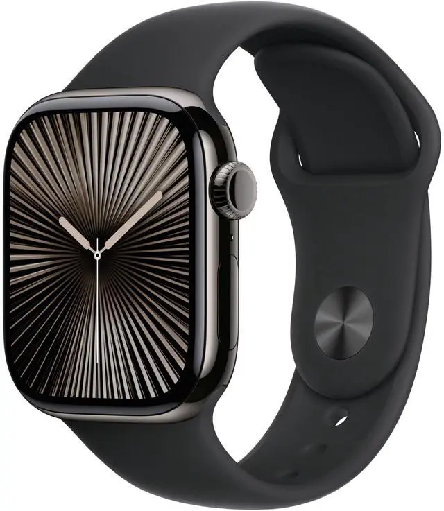 Main image of Apple Watch Series 10 42mm (GPS + Cellular) Slate Titanium with Medium/Large Black Sport Band (Grade B+)