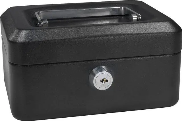 Alt view image 6 of 16 - 6 Inch Black Cash Box with Key Lock