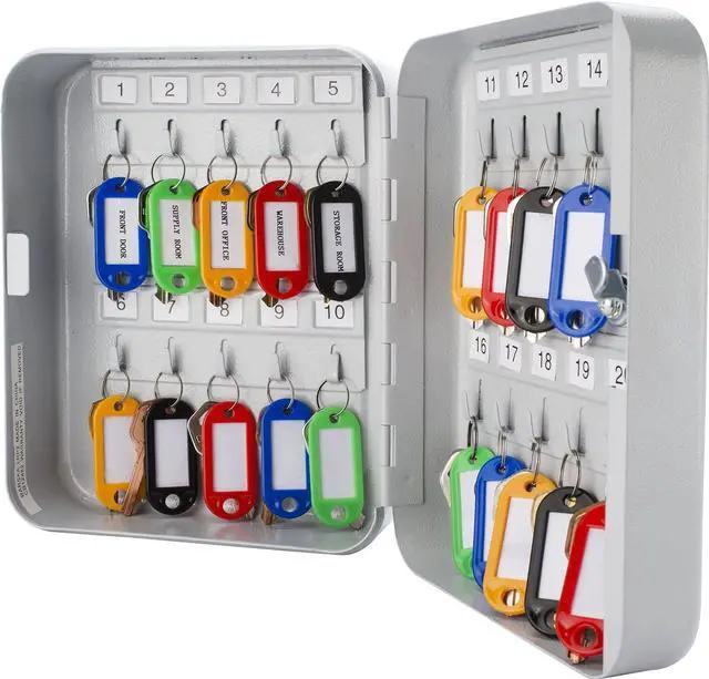 Alt view image 11 of 20 - Barska Key Cabinet, 20 Capacity, 8" H Matte Steel CB12482