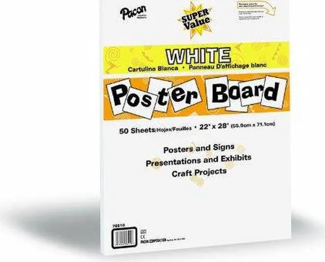 Alt view image 3 of 13 - Pacon Super Value Posterboard 22 x 28 White Single Pack of 50 sheets 76510
