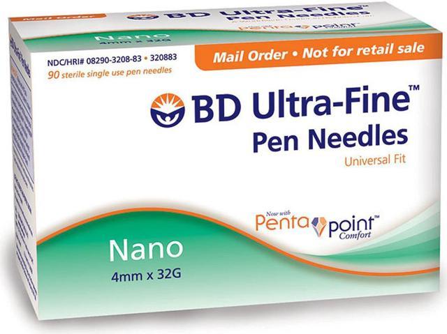 BD Becton Dickinson Ultra-Fine Nano Insulin Pen Needles 32G 4mm (5/32in)  (90pcs) 