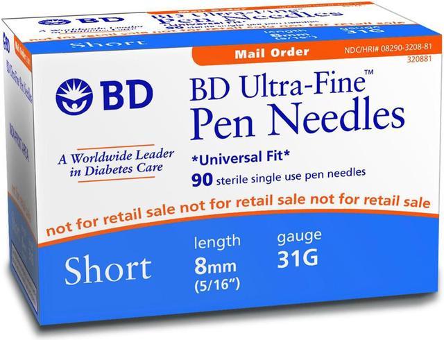 BD Becton Dickinson Ultra-Fine Short Insulin Pen Needles 31G 8mm (5/16in)  (90pcs) 