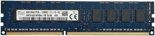 Alt view image 5 of 5 - Hynix HMT41GU7AFR8A-PB 8GB 2RX8 PC3L-12800E DDR3 1600 2RX8 ECC Unbuffered Dimm