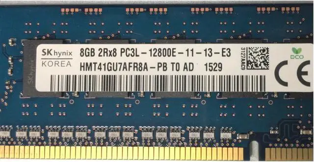 Alt view image 4 of 5 - Hynix HMT41GU7AFR8A-PB 8GB 2RX8 PC3L-12800E DDR3 1600 2RX8 ECC Unbuffered Dimm