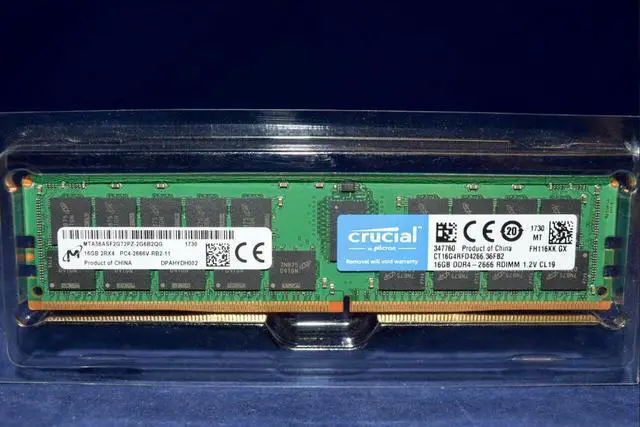 Alt view image 4 of 5 - Micron/Crucial 16GB (1 x 16GB) PC4-2666V 2RX4 CL19 1.2V ECC DDR4 Memory CT16G4RFD4266 (MTA36ASF2G72PZ-2G6E1) 1