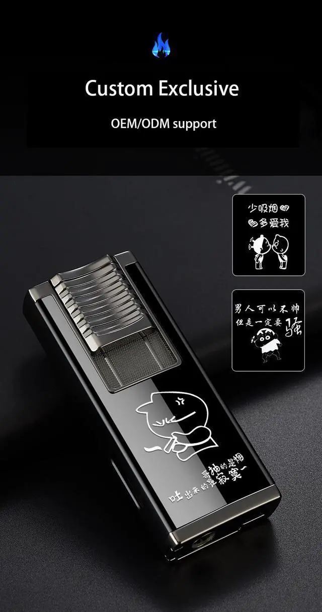 Alt view image 4 of 7 - SSKV2N House Dual Torch Cigar Lighter with Built in Cigar Punch - Pocket Size 2 Adjustable Jet Flames(For ensure to be safe item will shipping by without gas,Please refill charging gas by yourself)